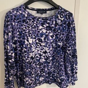 Jones New York Blue and Purple Animal Print Long Sleeve Top